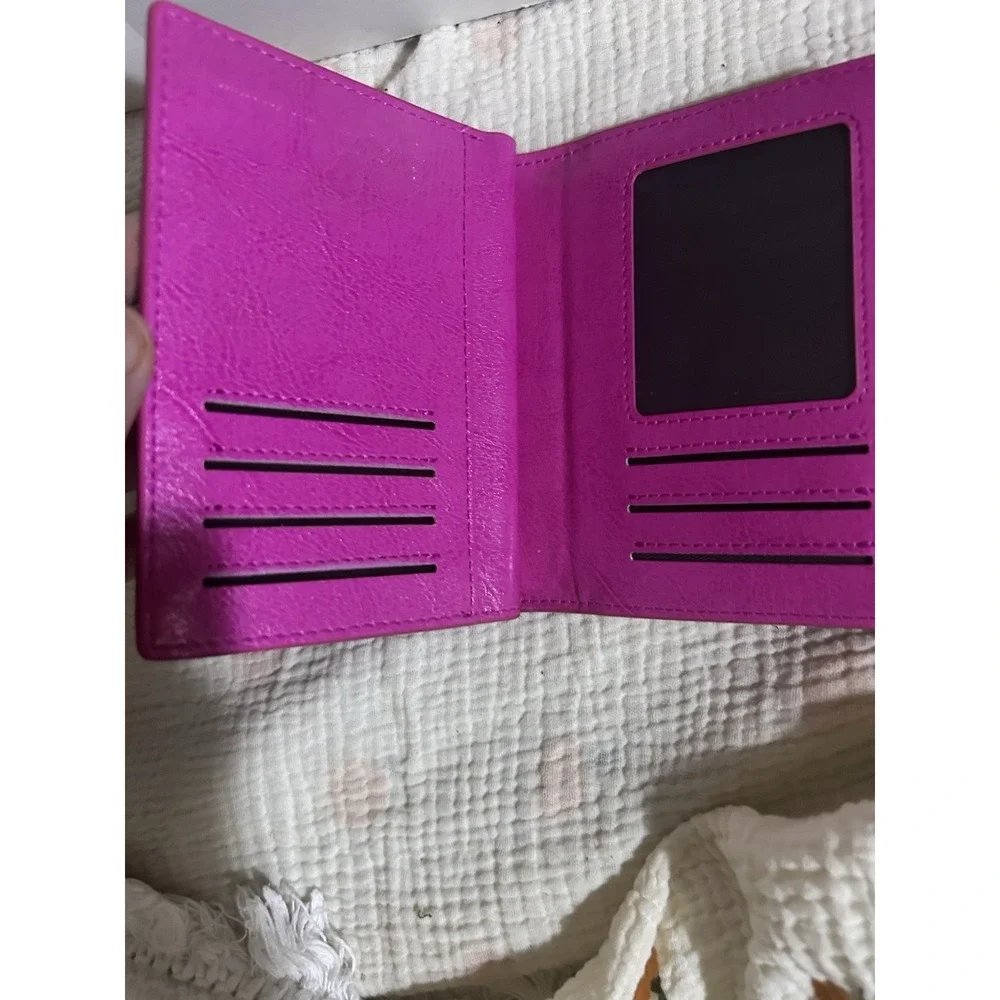 Bveyzi Women RFID Blocking‎ Security Double Zip-around  Phone Wallet Hot Pink